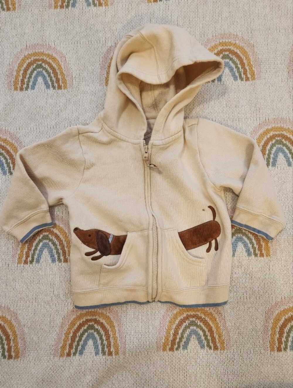 Gymboree Teenie Puppy Vintage 18-24 Cream Zip-Up Hoodie Jacket